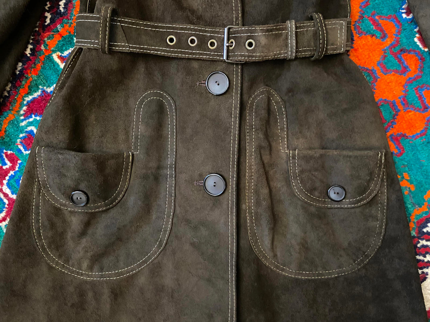 Vintage 1970s Brown Suede Long Penny Lane Coat