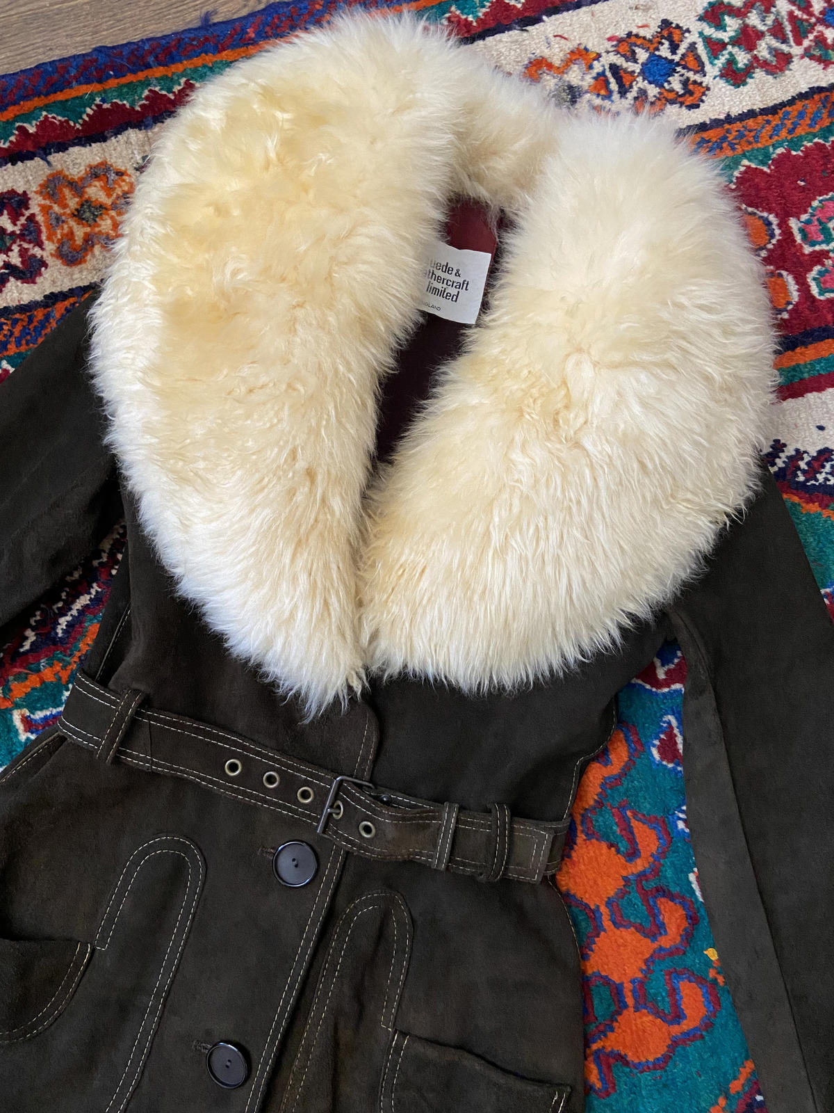 Vintage 1970s Brown Suede Long Penny Lane Coat