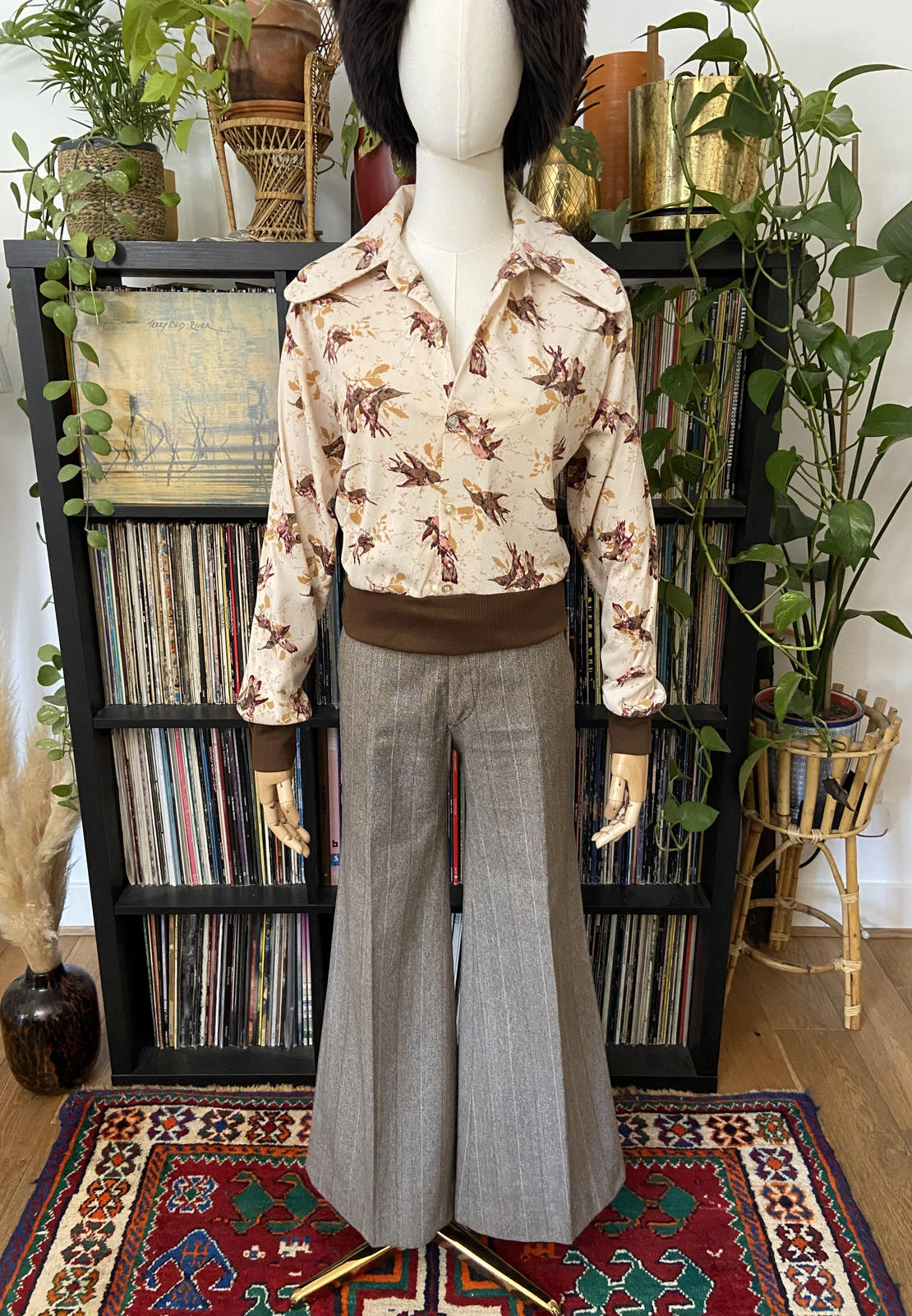Vintage 1970s Brown Flared Bellbottom Trousers W30