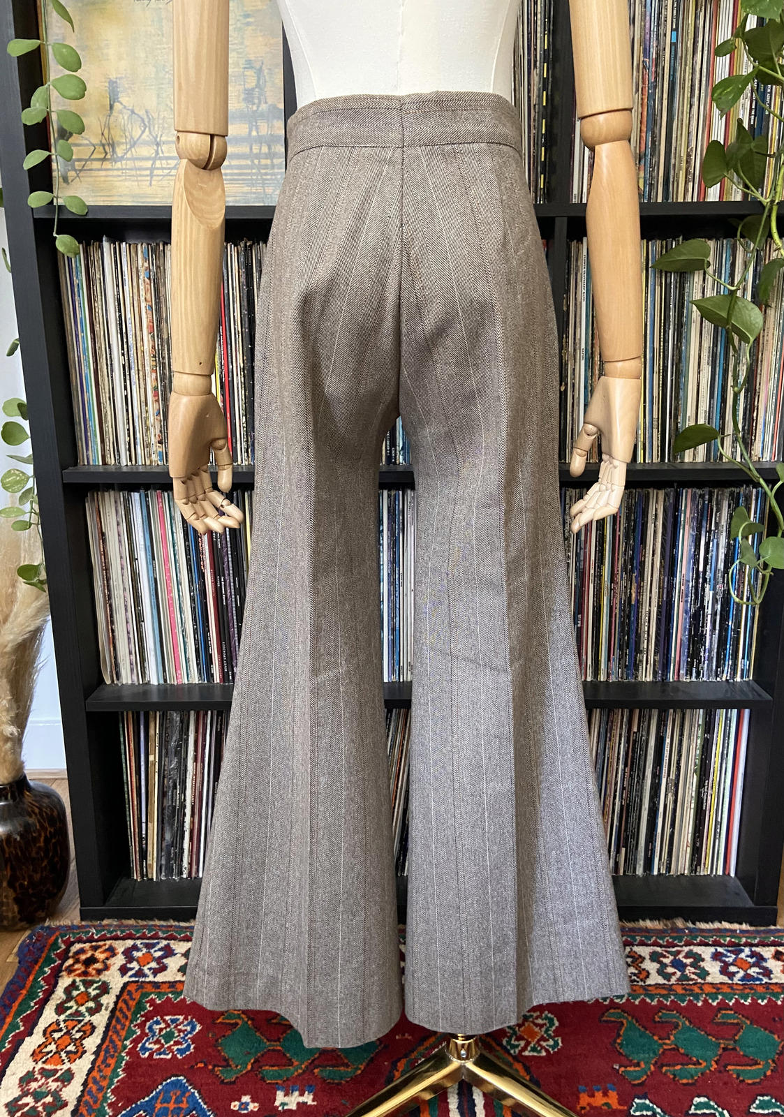 Vintage 1970s Brown Flared Bellbottom Trousers W30