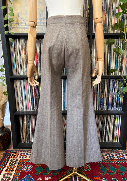Vintage 1970s Brown Flared Bellbottom Trousers W30