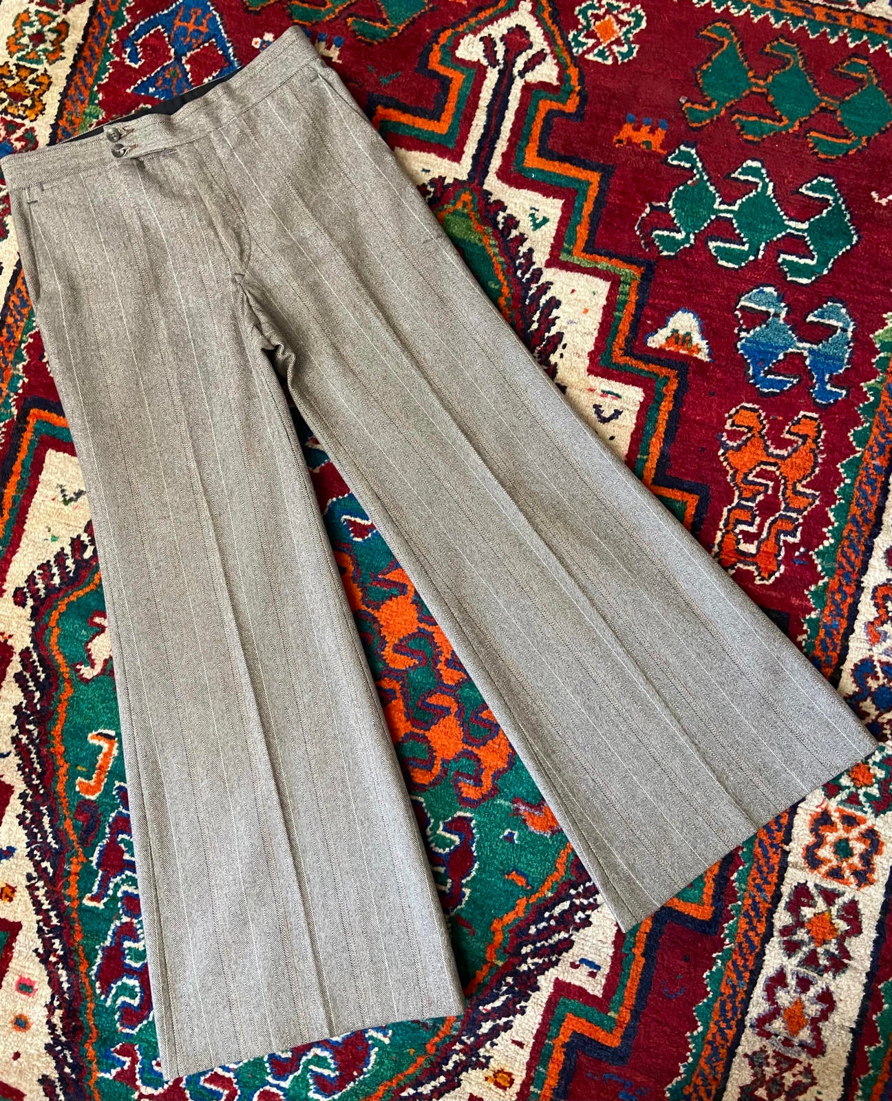 Vintage 1970s Brown Flared Bellbottom Trousers W30