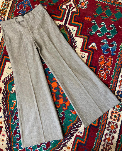 Vintage 1970s Brown Flared Bellbottom Trousers W30