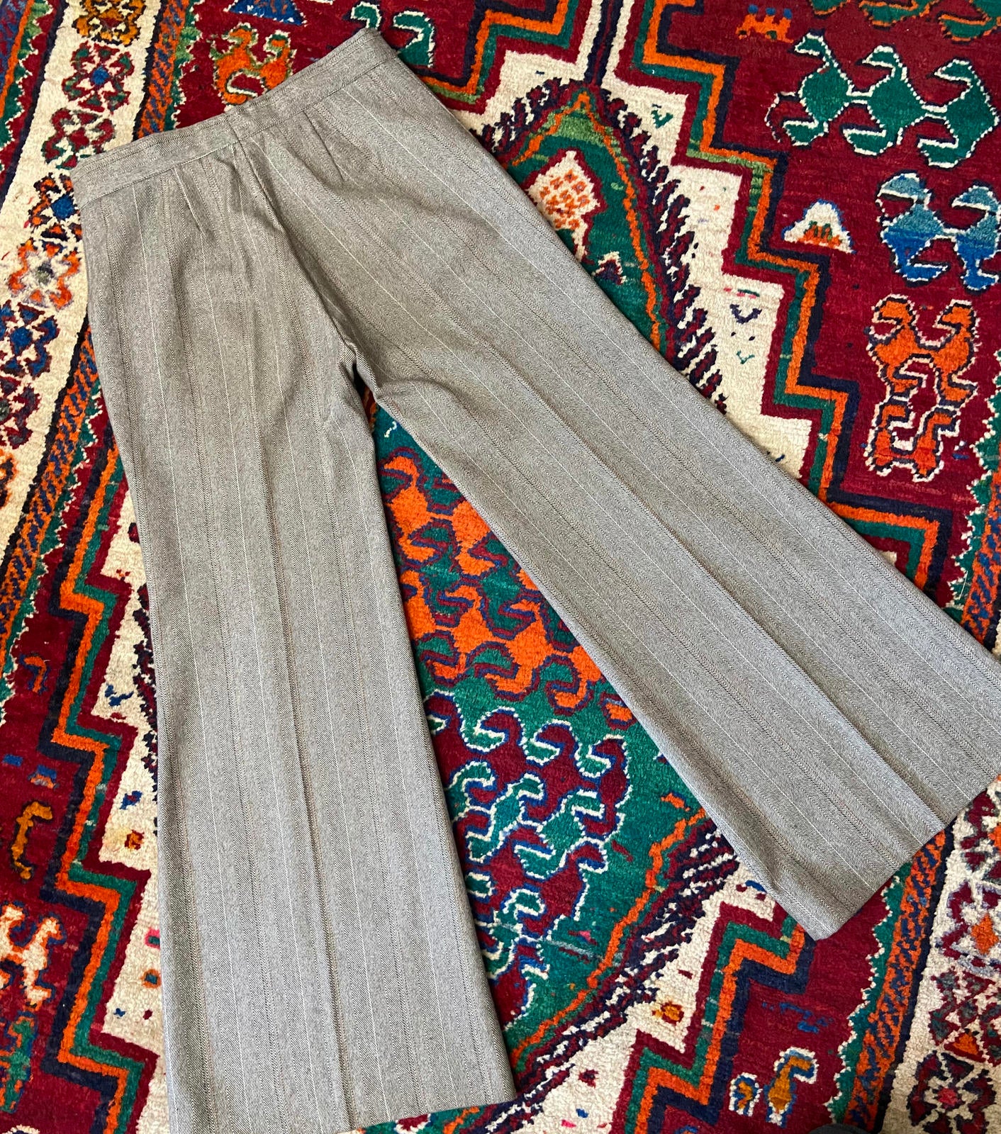 Vintage 1970s Brown Flared Bellbottom Trousers W30