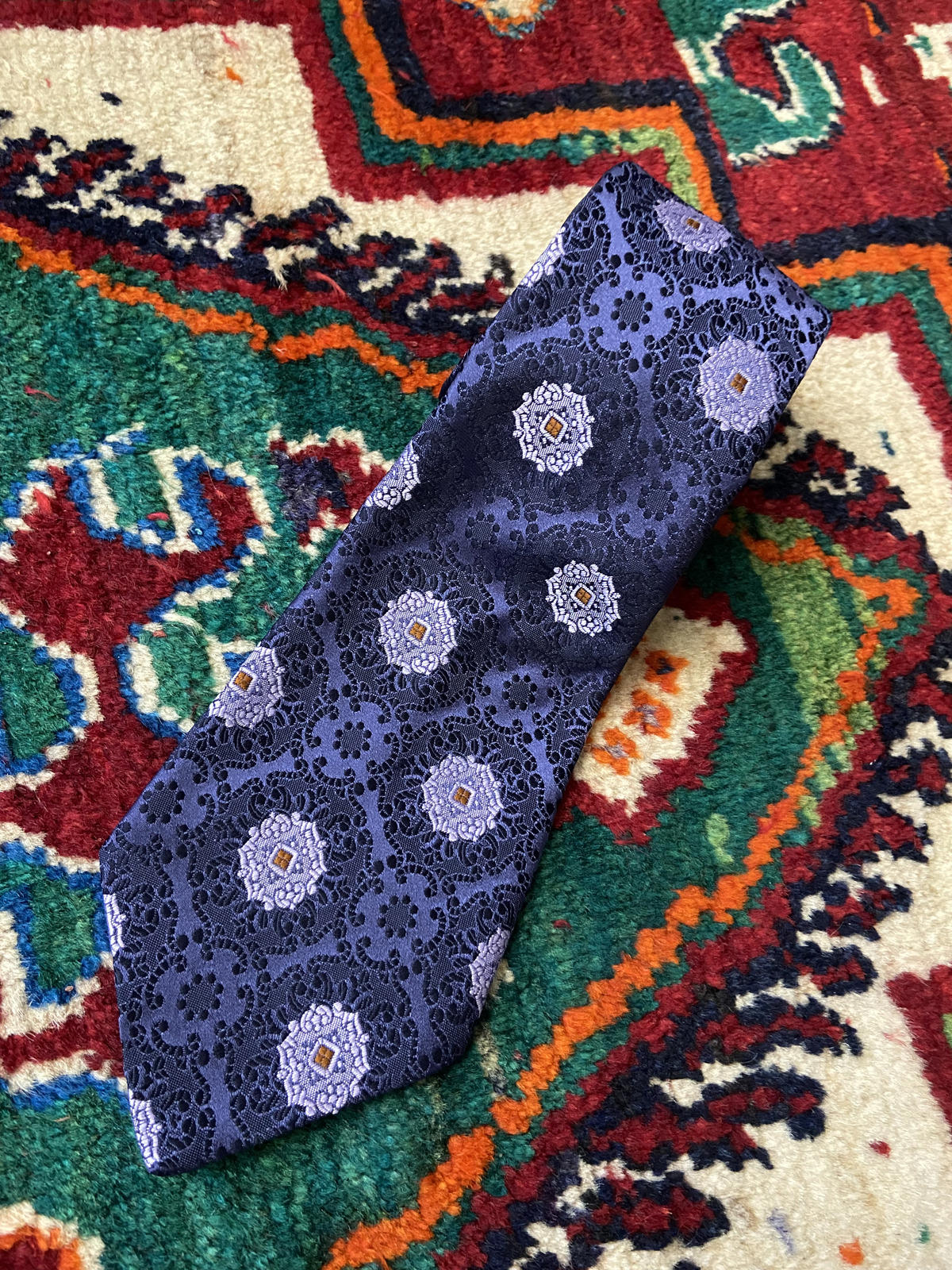 Vintage 1970s Woven Pattern Kipper Tie