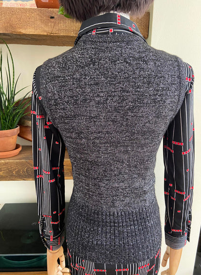 Vintage 1970s Black Silver Lurex Tank Top