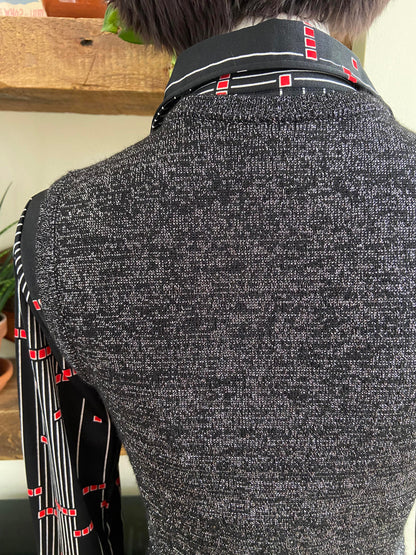 Vintage 1970s Black Silver Lurex Tank Top