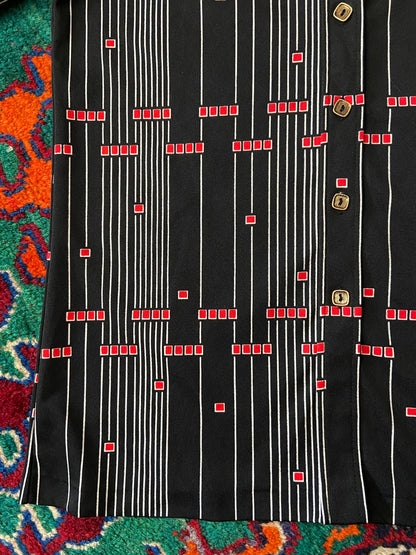 Vintage 1970s Black Geometric Japanese Jersey Shirt