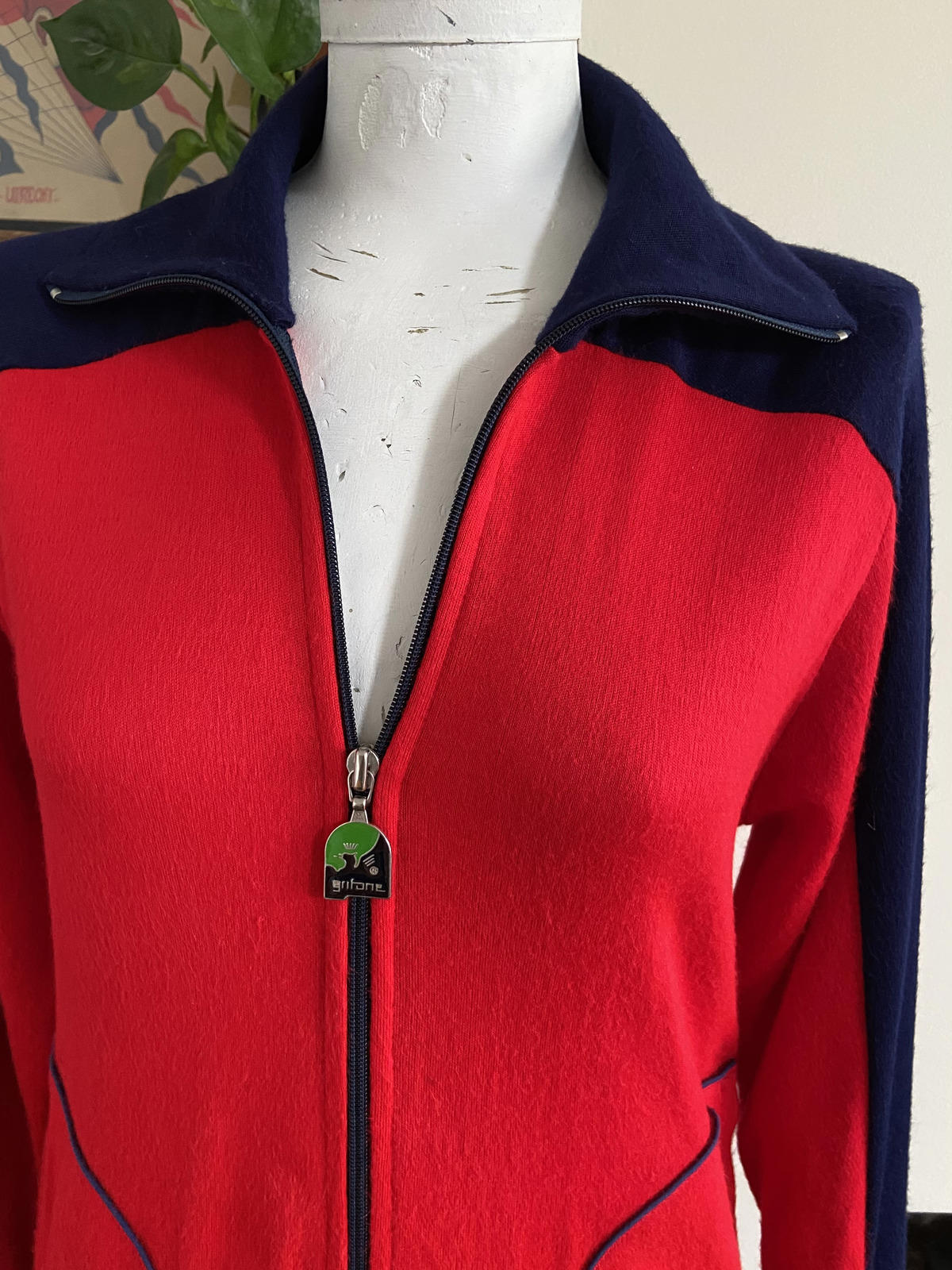Vintage 1970s Red Navy Track Top