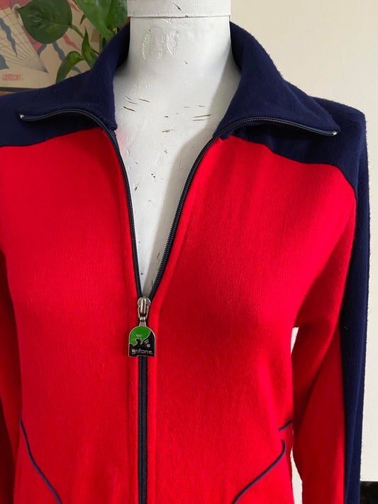Vintage 1970s Red Navy Track Top