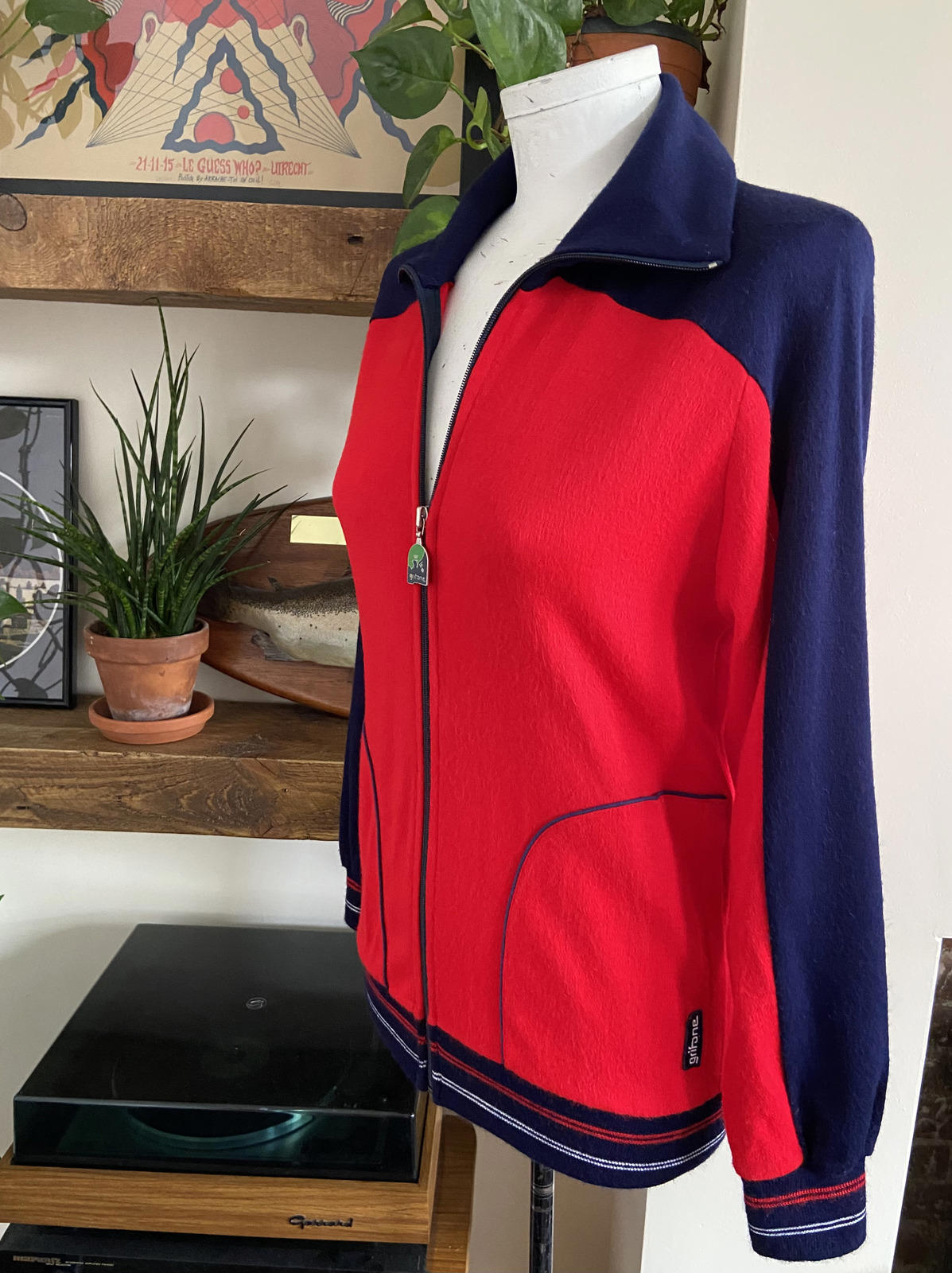 Vintage 1970s Red Navy Track Top