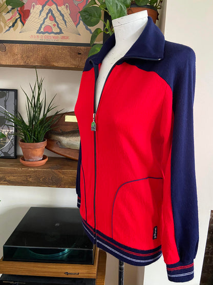 Vintage 1970s Red Navy Track Top
