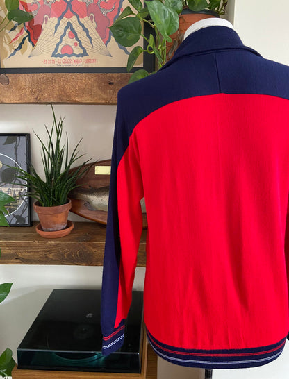 Vintage 1970s Red Navy Track Top