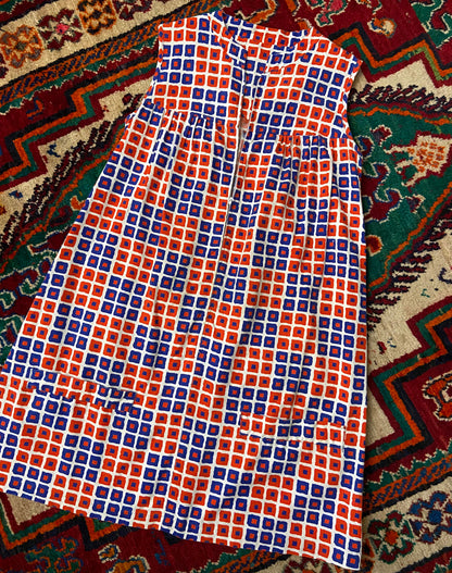Vintage 1960s Red Blue Zip Up Dress