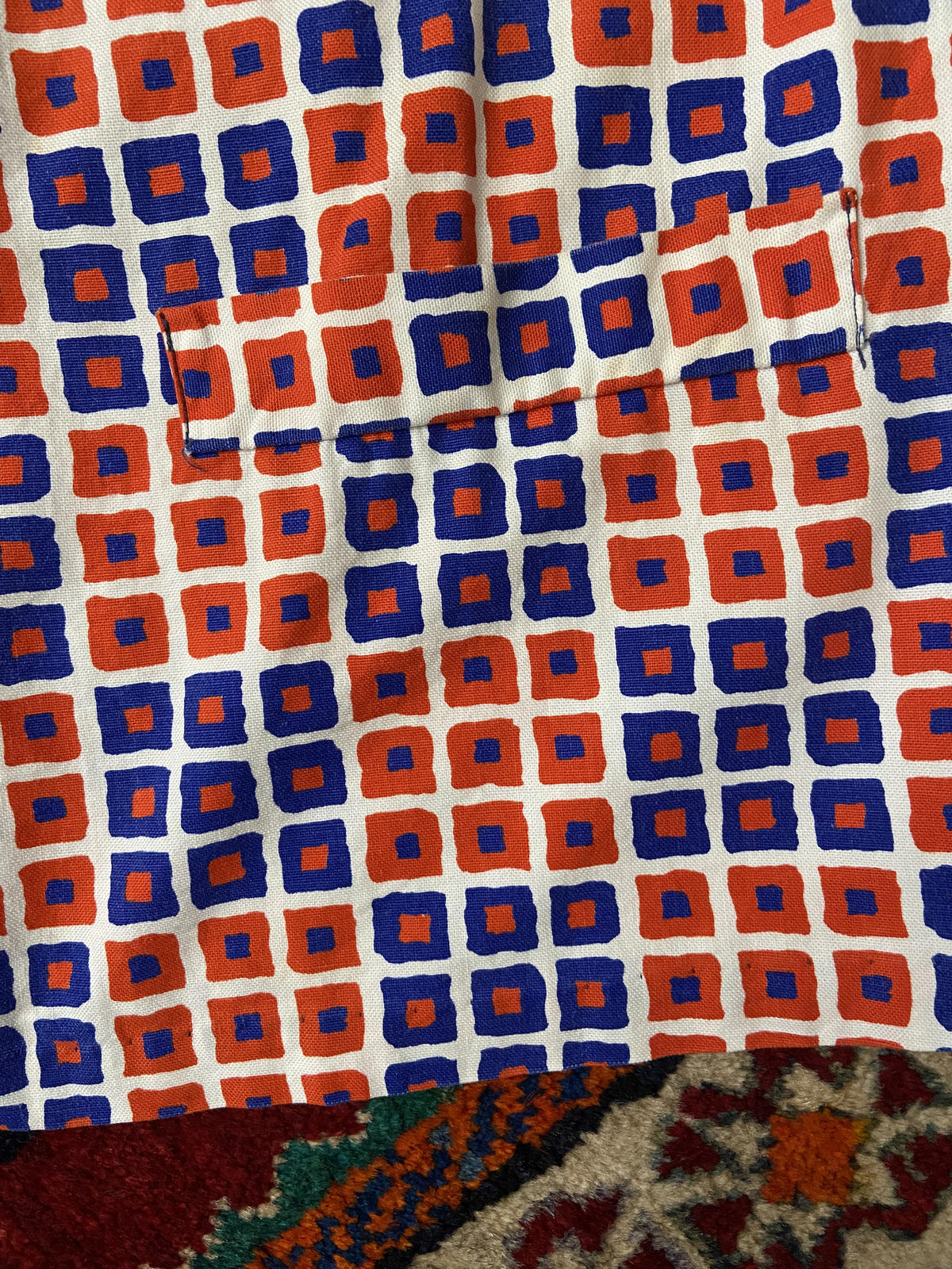 Vintage 1960s Red Blue Zip Up Dress