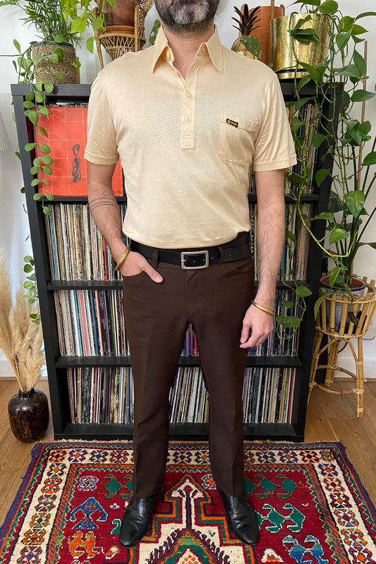Vintage 1970s Beige Italian Polo Shirt