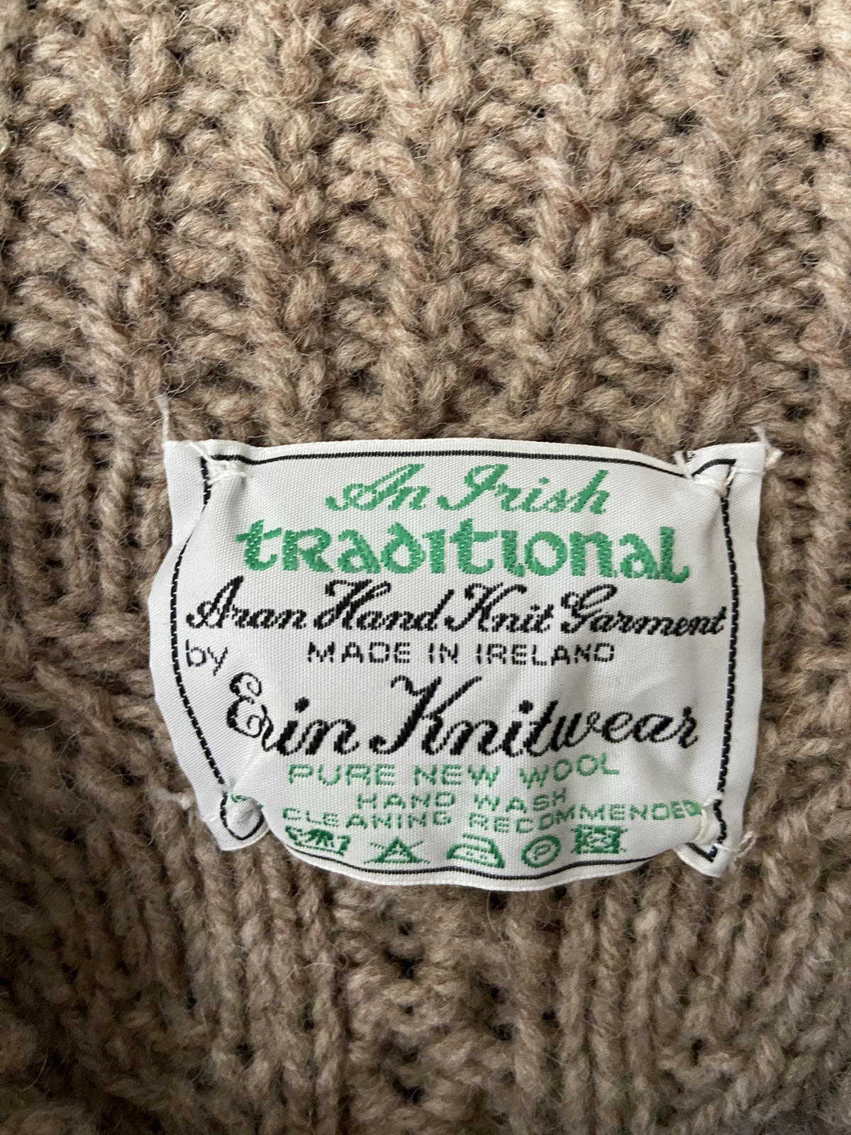 Vintage Beige Irish Cable Knit Cardigan