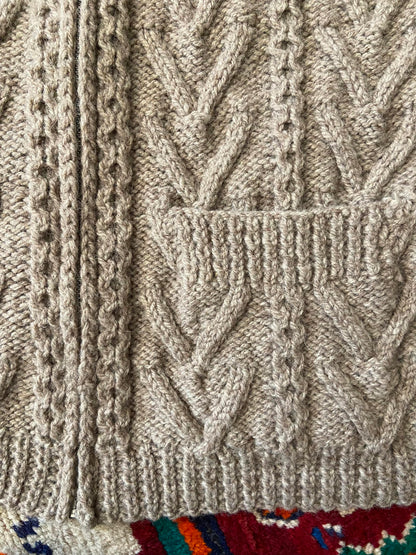 Vintage Beige Irish Cable Knit Cardigan