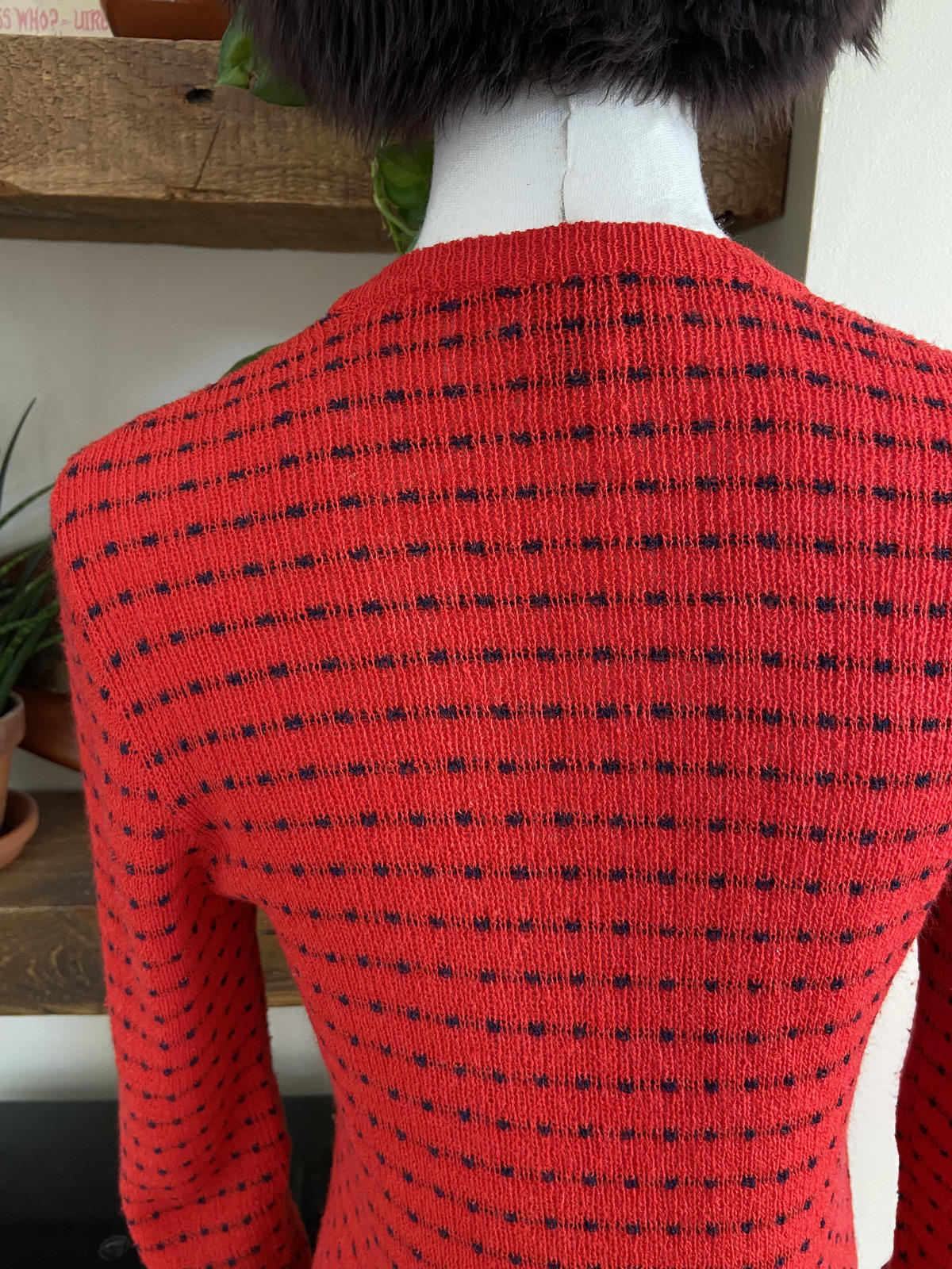 Vintage 1970s Red Navy Long Sleeve Jumper