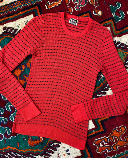 Vintage 1970s Red Navy Long Sleeve Jumper