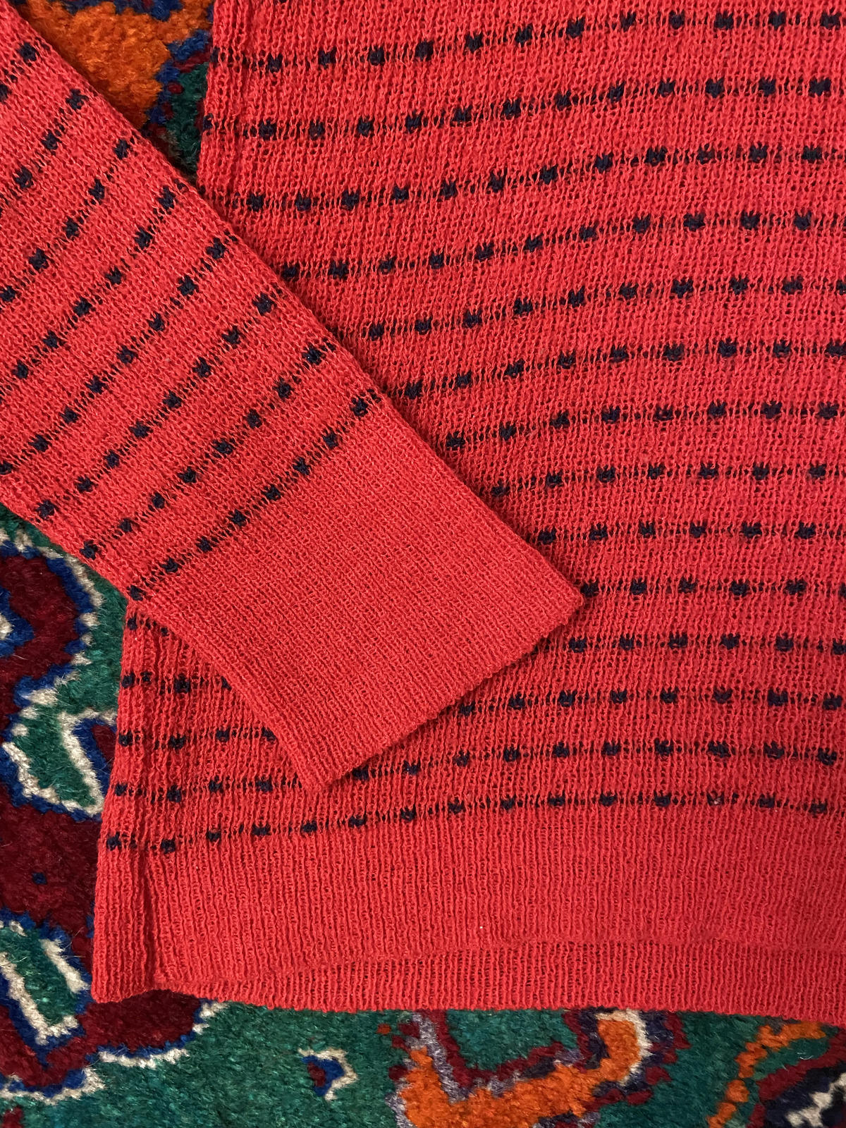Vintage 1970s Red Navy Long Sleeve Jumper