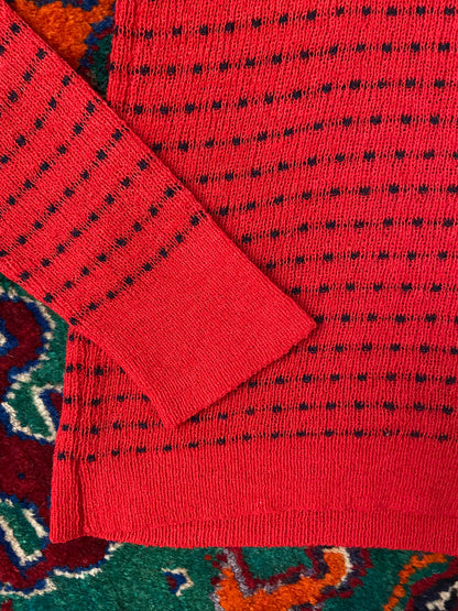 Vintage 1970s Red Navy Long Sleeve Jumper