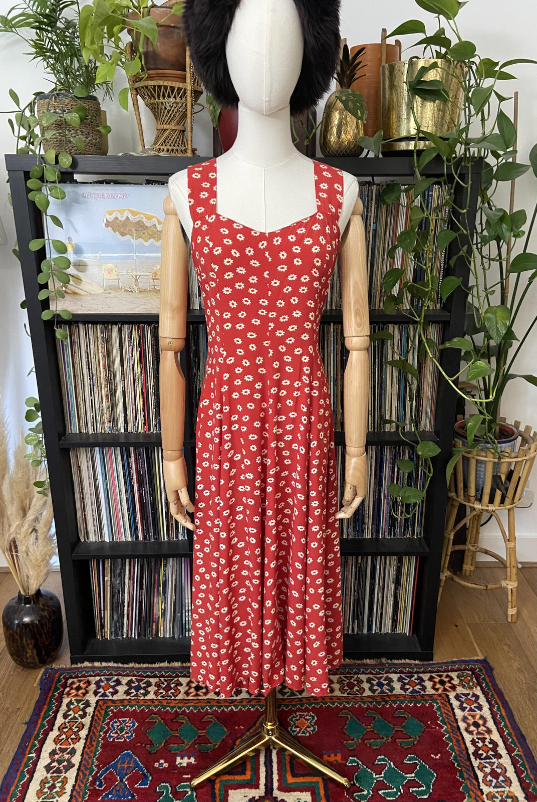 Vintage Red White Floral Sundress