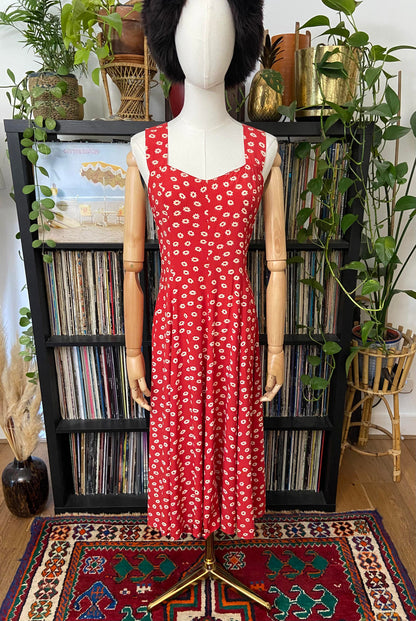 Vintage Red White Floral Sundress