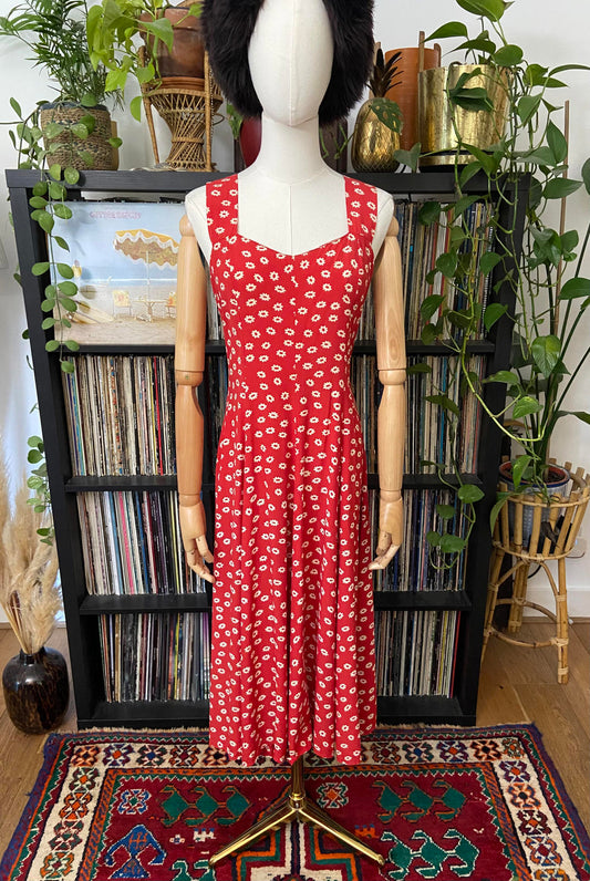 Vintage Red White Floral Sundress