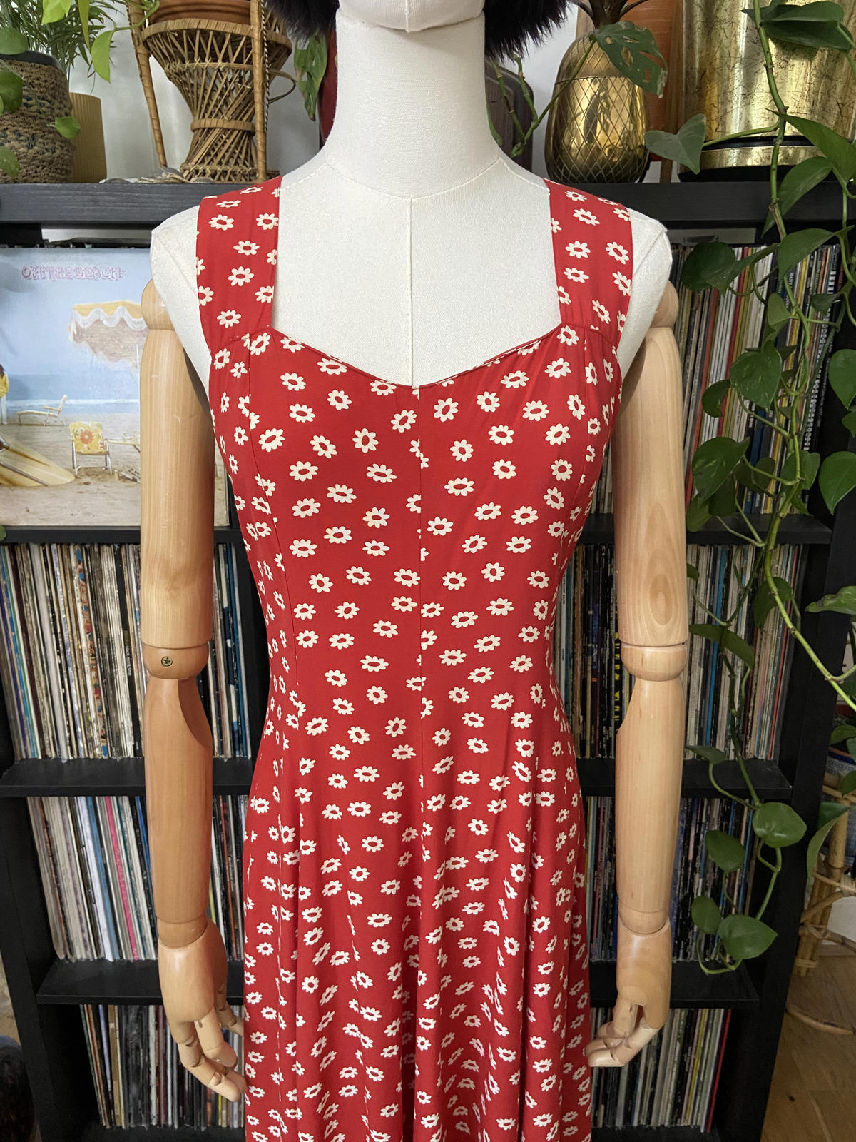 Vintage Red White Floral Sundress