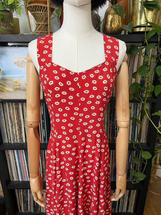 Vintage Red White Floral Sundress