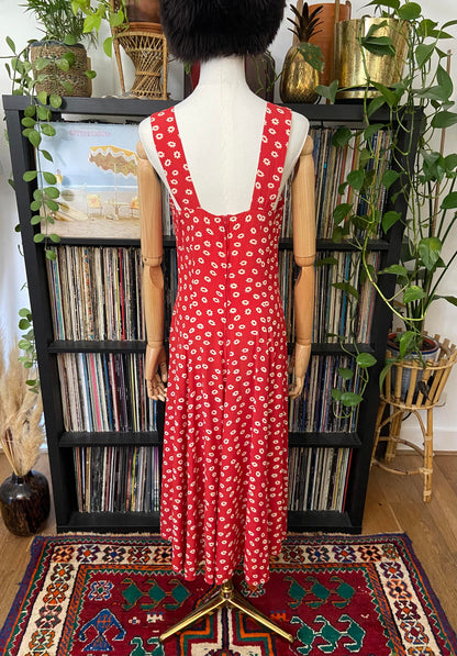 Vintage Red White Floral Sundress