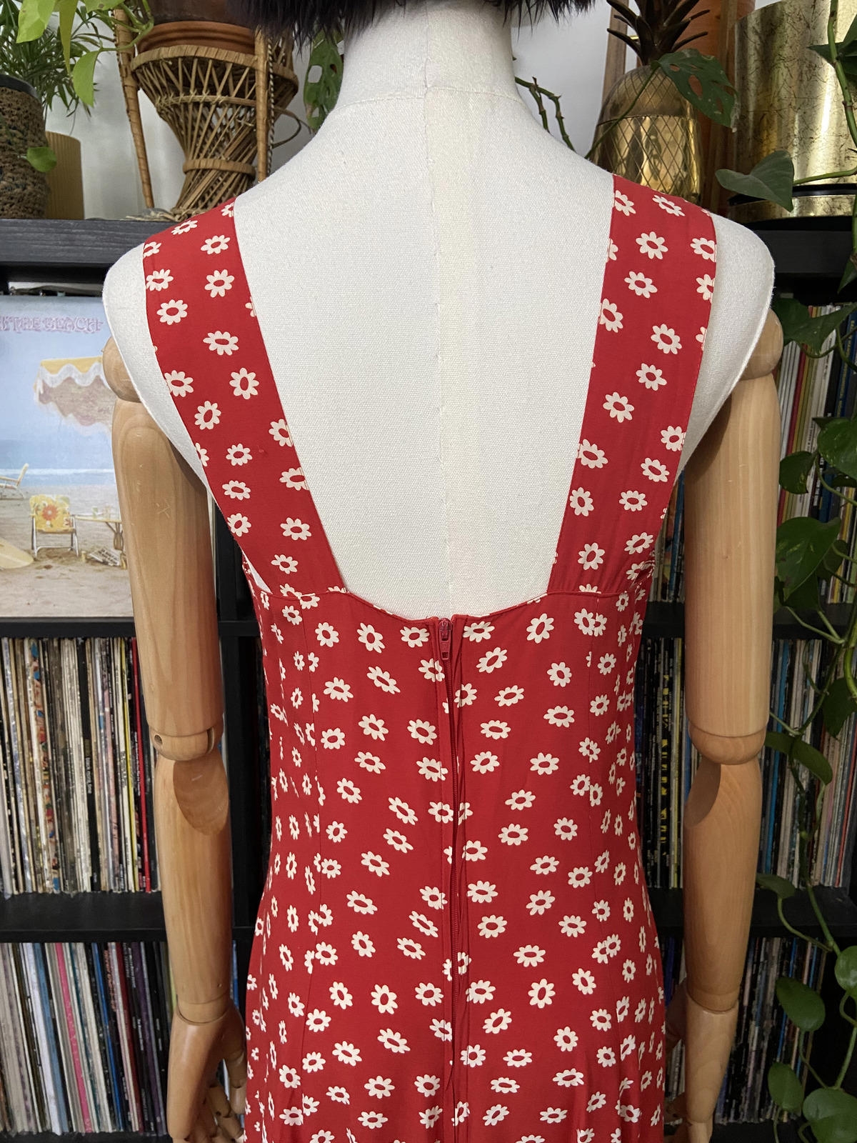 Vintage Red White Floral Sundress