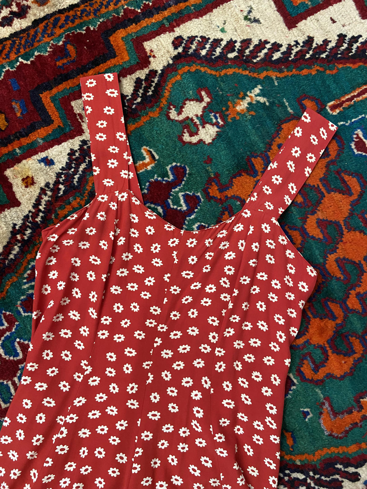Vintage Red White Floral Sundress