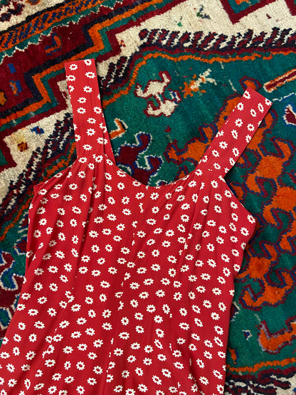 Vintage Red White Floral Sundress