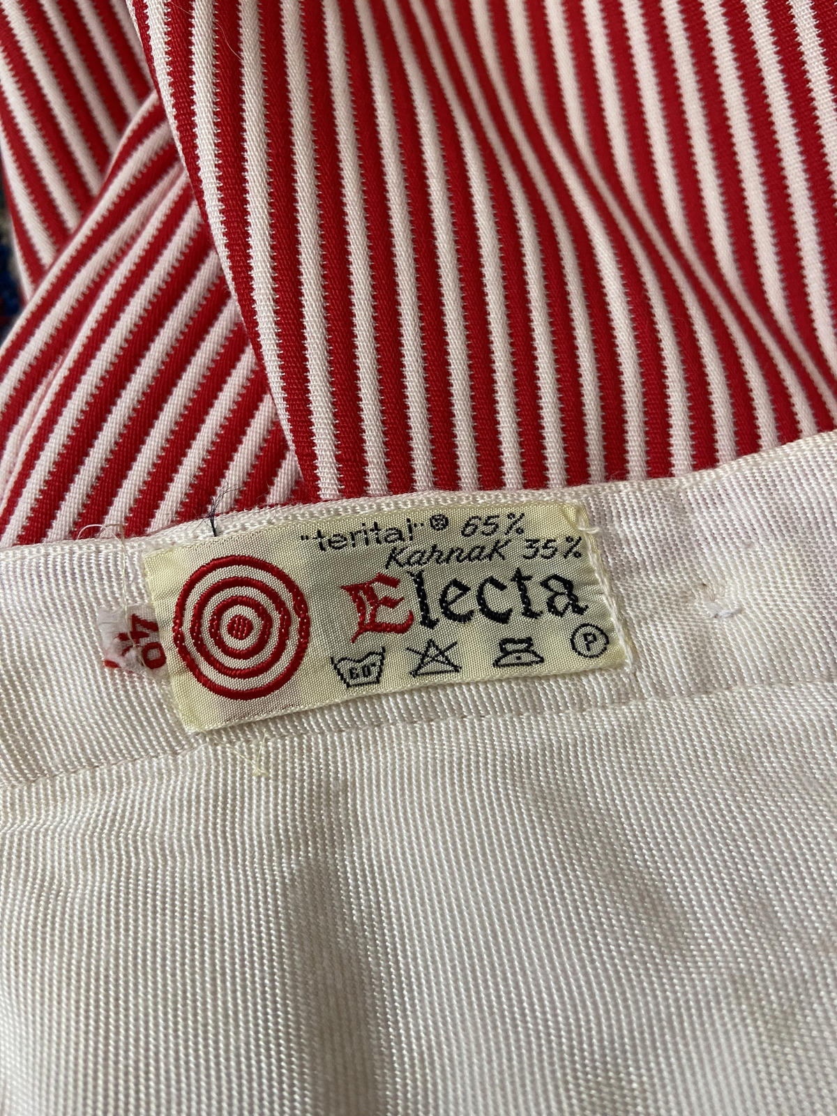 Vintage 1970s Red White Striped Flared Trousers W28