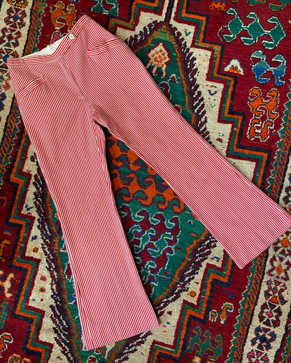 Vintage 1970s Red White Striped Flared Trousers W28