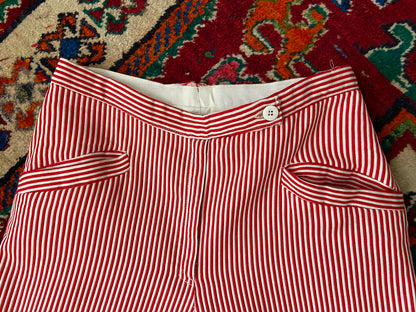 Vintage 1970s Red White Striped Flared Trousers W28