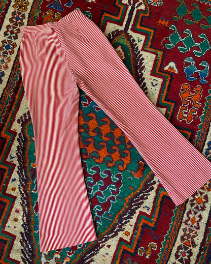 Vintage 1970s Red White Striped Flared Trousers W28
