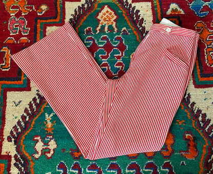 Vintage 1970s Red White Striped Flared Trousers W28