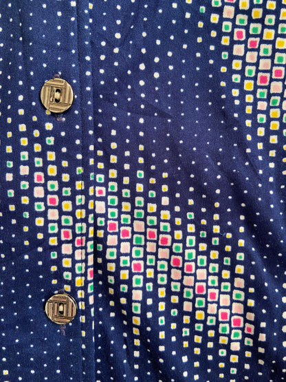 Vintage 1970s Navy Print Jersey Shirt