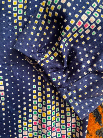 Vintage 1970s Navy Print Jersey Shirt
