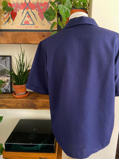 Vintage Navy Embroidered Emblem Shirt