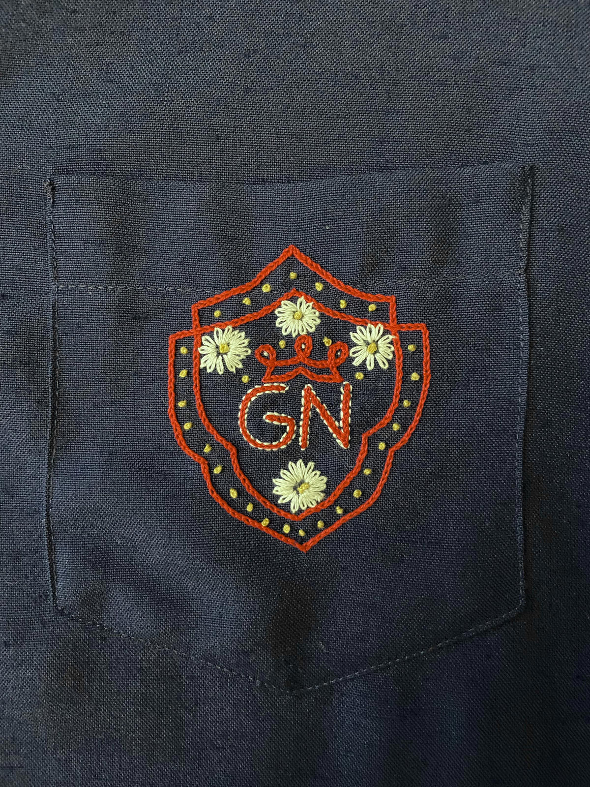 Vintage Navy Embroidered Emblem Shirt