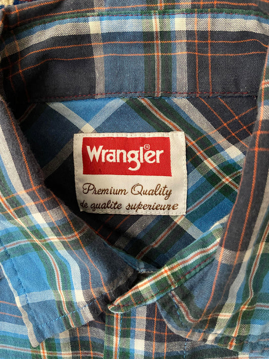 Vintage 90s Blue Wrangler Western Shirt