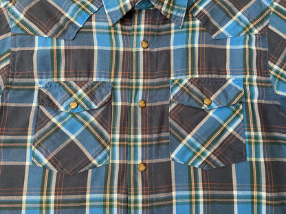Vintage 90s Blue Wrangler Western Shirt