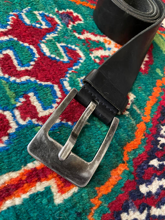 Vintage Chunky Buckle Flat Prong Belt