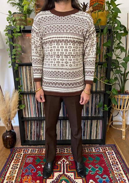 Vintage 1980s Cream and Brown C&A Jumper