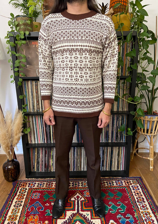 Vintage 1980s Cream and Brown C&A Jumper