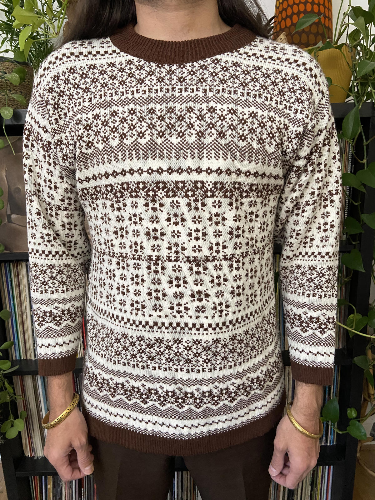Vintage 1980s Cream and Brown C&A Jumper